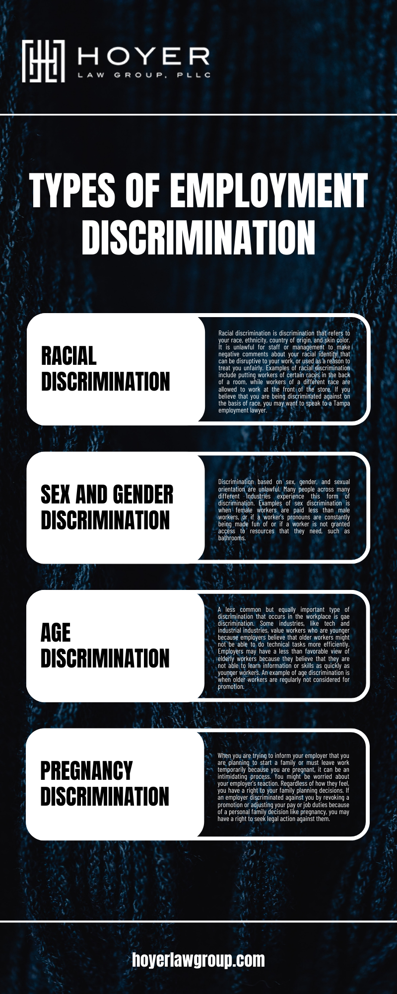 TYPES OF EMPLOYMENT DISCRIMINATION INFOGRAPHIC